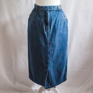 Country HS Fashion Vintage Denim Midi Skirt (M)